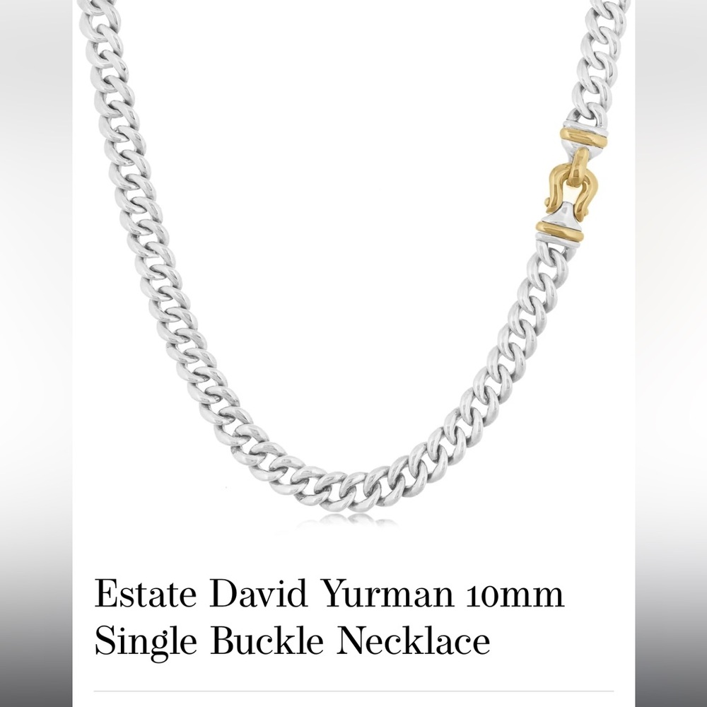 ✅David Yurman 17”Silver Necklace, 14kGold & Silver Buckle.RARE.Some visible wear - Picture 3 of 3